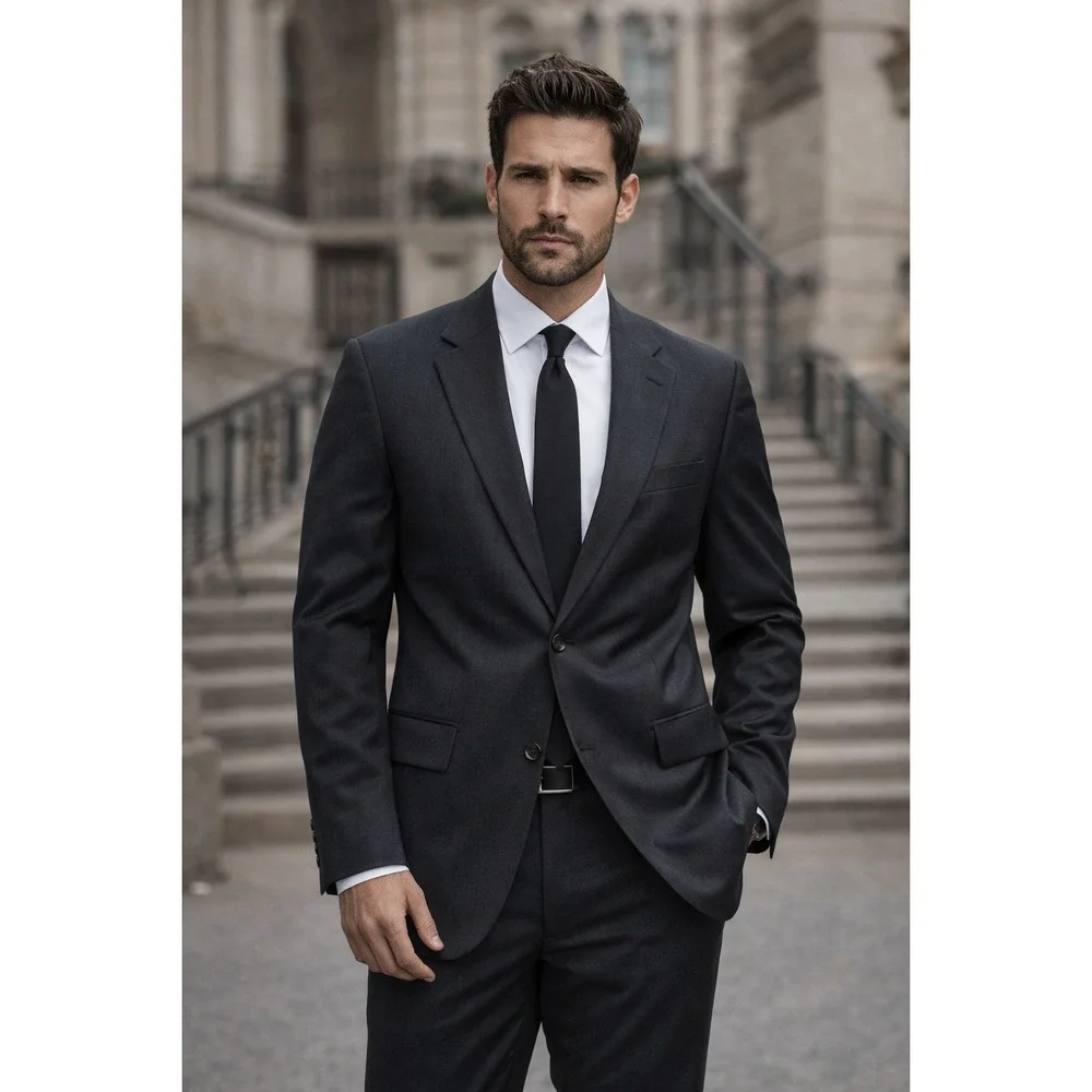 Hugo Boss Blazer Mens 46L Charcoal Gray Suit Jacket Business Classic Luxury